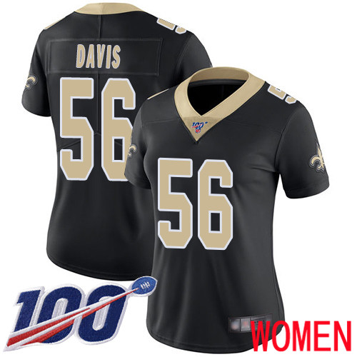 New Orleans Saints Limited Black Women DeMario Davis Home Jersey NFL Football 56 100th Season Vapor Untouchable Jersey